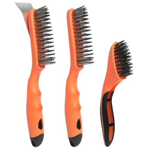 Image of Wire Brush Cleaning Set 3Pc,Detail Brush 10-1 /2 inch and 8 inch,for Cleaning Welding Slag,Rust and Dust.Stainless Steel Brushes with Strong Handle & Metal Scraper,from VASTOOLS