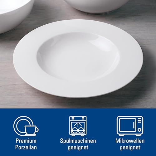 Villeroy & Boch – Royal Suppenteller Weiß, Spülmaschinenfest, Mikrowellensicher, Teller, Geschirr, Porzellan, Essteller, Keramik, Premium Bone Porcelain