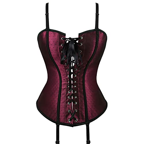 Amazon.com: SHYMMUO Lace Up Corset Top for Women Bustier Red