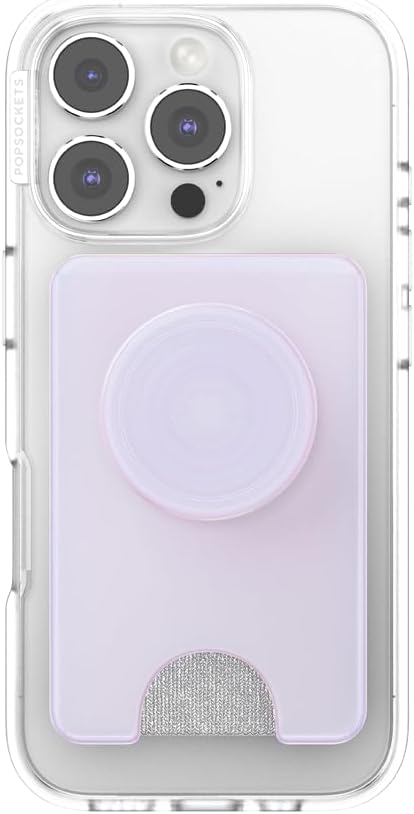 PopSockets Kick-Out Wallet for MagSafe, Adjustable Kickstand, Magnetic Stand, White - Opalescent White