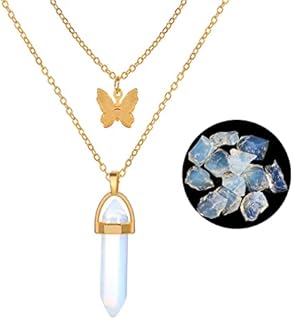 Crystal Necklaces for Women,Crystal Necklace Pendant,Golden Butterfly Pendant NecklaceQuartz Crystal,Crystals and Gemstones,Crystal Jewellery,Healing Crystal Necklace,Crystal Pendant Necklace
