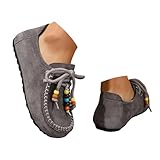 Women's Jeweled Beaded Loafers Lace Up Round Toe Wide...