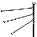 MyGift 38 Inch Silver Metal Freestanding Towel Rack for Bathroom with 3 Swivel Arms and Sturdy Round Base
