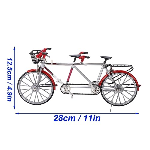 Phefop Tandem Mini Bike Model Alloy Retro Bike Ornament for Home Office Decor Desktop Display Gift with Exquisite Details High Simulation 11in Length