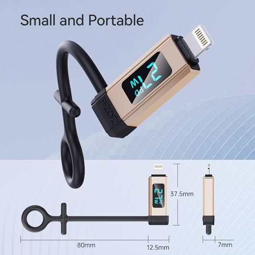pzoz USB C to Lightning Adapter with LED Display, 27W Type C PD Fast Charging Lighting Adaptor for Phone 14/13/12/11/XS/XR/SE/AirPods, Fits MacBook Charger Cable, Support Data Transfer (2 Pack) - Thumbnail 3