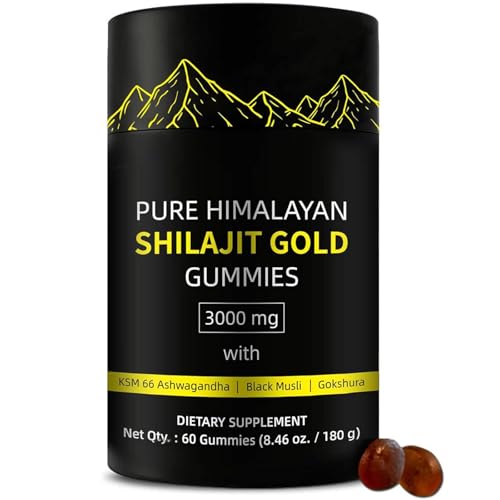 Shilajit Gummies | Alpha Gummies for Men | Lab Tested I No Added Sugar | Ashwagandha Gokshura | Fulvic Acid & 85+ Trace Minerals for Men Women | Non-GMO | 60 Gummy