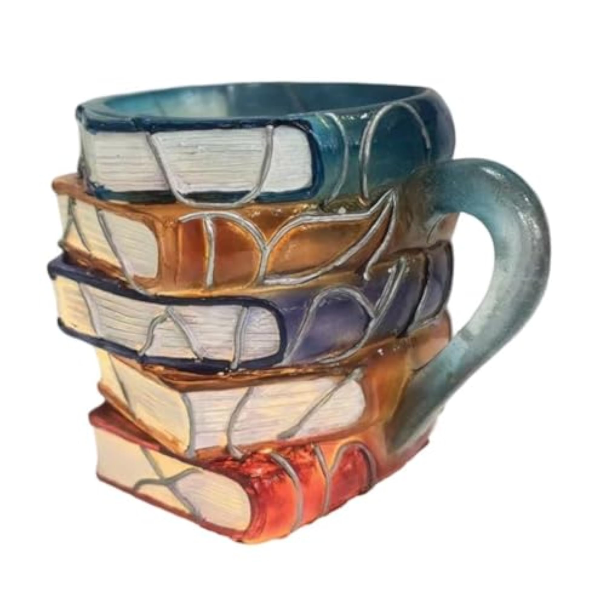 3D Painted Stacked Books Shaped Mug