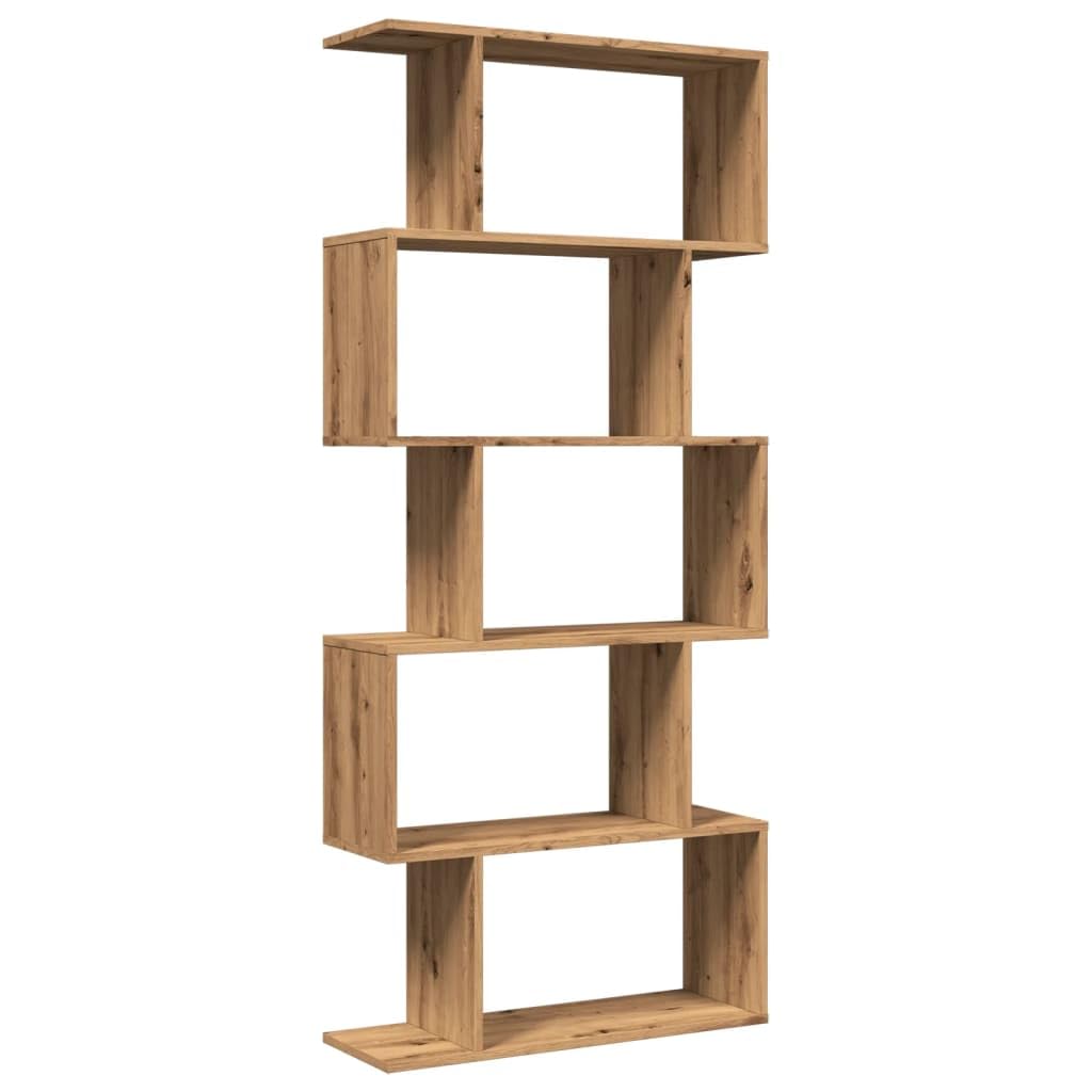 Scaffale divisorio a 5 ripiani, in rovere Artisan, 70 x 24 x 161 cm, robusto materiale in legno, versatile, per soggiorno, ufficio, camera da letto o corridoio, con molto spazio e superficie