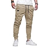 AlvaQ Jogginghose Herren Chino Hose Herren Baumwolle Cargohose Freizeithose Training Hose Regular Fit Khaki M