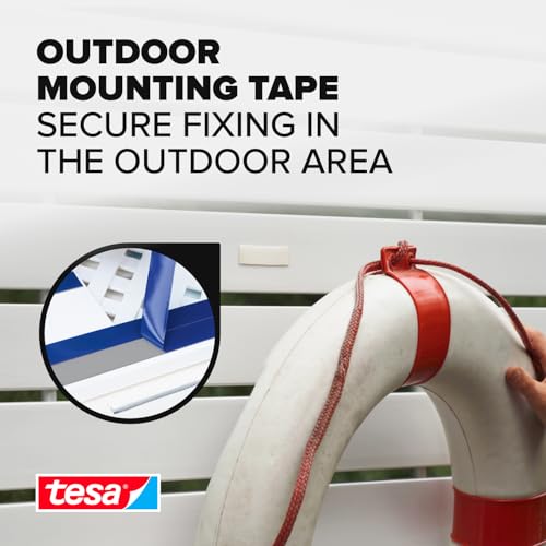 tesa Powerbond OUTDOOR - Double-Sided Mounting Tape for Outdoor Use - UV-, Water- and Temperature Resistant Adhesive Tape - Holds up to 1 kg per 10cm tape, 5m x 19mm