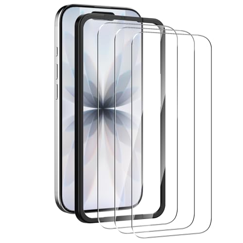 WFTE 3+1 Pack for iPhone 17 Screen Protector,Easy Install Kit with Alignment Frame,9H Hardness,Anti-Scratch,HD Clear,Dust-Free Premium Tempered Glass for iPhone 17 6.3,Case Friendly 2025