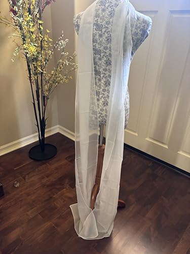 Thin Ivory Satin Bridal Scarf, Long Silky Wedding Necktie 120'' Length Narrow Long Shawl3