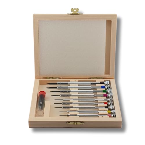 MV - Coffret de 9 tournevis de précision d'horloger, taille de Ø0.60mm à Ø3.00mm - Indispensable pour l'horlogerie, la mécanique de précision, optique