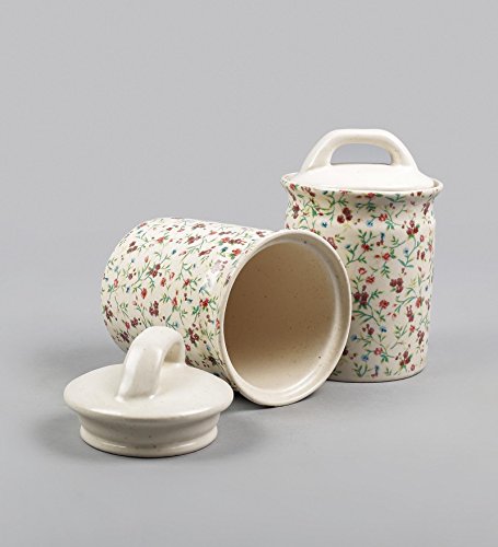 Image of miah decor MD-44 Ceramic and Stoneware Cookie Jar Set - 640 ml, Set of 2, Multicolour