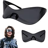 owlfun Futuristische Sonnenbrille,Schnelle Brille Rave,Futuristische Brille , Space Brille Alien Brille Set Fun Glasses Rollenspiel Halloween Brillen Set (Black)