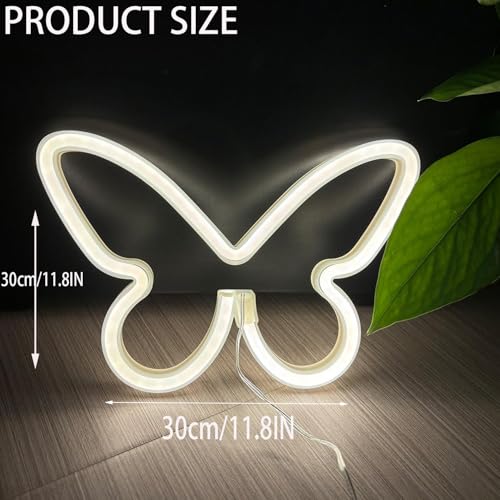 Image of 2 Pcs Butterfly Neon Signs,USB or 3-AA Battery Powered Neon Light or Party, Birthday, Wedding, Bedroom Wall Bar, Bedroom, Indoor