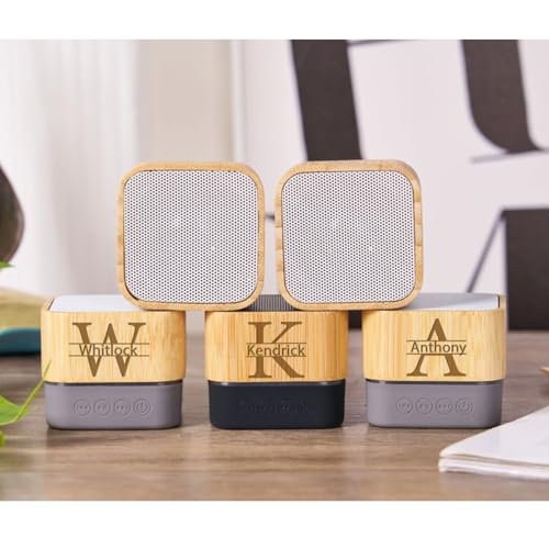 MFCHICIFY Personalized Bluetooth Speaker with Custom Name Engraving,Portable Rechargeable Bluetooth Speakers/Mini Wood Speaker,Groomsmen Gifts,Gift for Men Women,Anniversary,Birthday (Black)