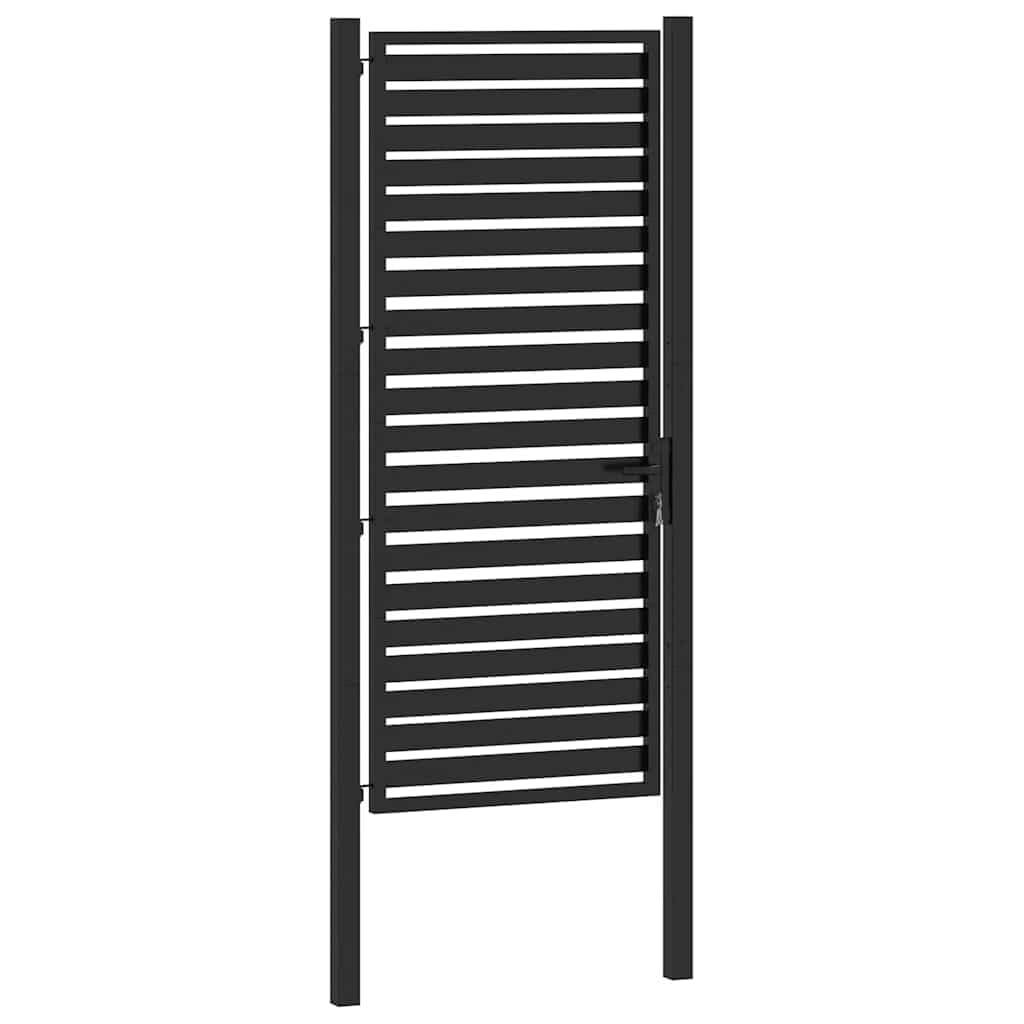 vidaXL Puerta de jardín con Cerradura de Aluminio Negra 100x200 cm, Puerta de jardín de Metal, Puerta de jardín Delantera, Puerta de Seguridad