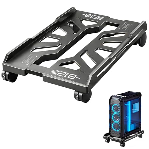 Mobile CPU Stand, Adjustable Computer Tower Stand with 360° Locking Rolling Caster Wheel, Ventilated PC Cart Fits Most PC for Gamers and Home Office