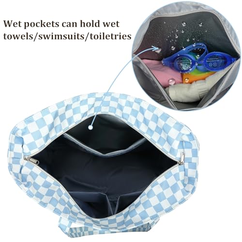 Image of LEDAOU Beach Bag Waterproof Sandproof Women Beach Tote Pool Bag with Zipper for Swim Gym Grocery Travel with Wet Pocket | Sandproof