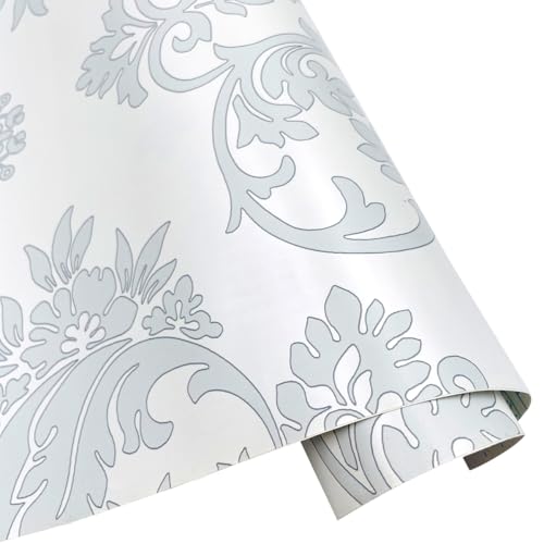 Papier autocollant pour rénover un tiroir de commode avec le motif gris floral 45cm - 6