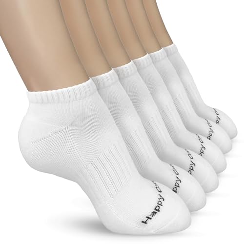 Happy Coconut White Cotton Ankle Socks- Unisex Size 9-11 | Soft, Breathable, Moisture-Wicking Everyday Socks for Men & Women | Durable, Lightweight, Odor-Resistant Athletic Socks (6 Pack)