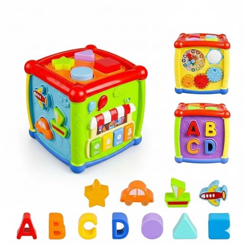 Image of StarAndDaisy Baby Toddler Musical Activity Cube for Kids, -Infants Activity Center Play Learning Center Toy Interactive Educational, Skill Development House with Lights and Sounds