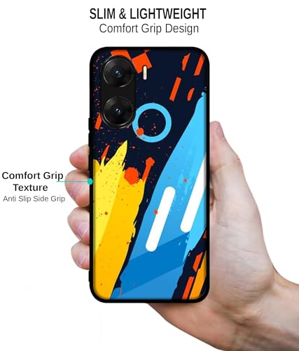Image of Abstract Stripes Geometric Figures Design Premium 2D Printed Metal Back Case Cover for Vivo V29E 5G