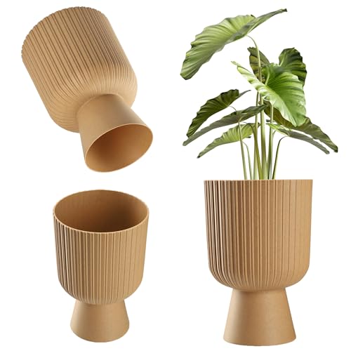 KADAX Pot de Fleurs en Forme de Calice - Cache-pot en Plastique pour Balcon, Terrasse, Rebord de Fenêtre - 5 Couleurs, 2 Tailles (18 cm, Marron)