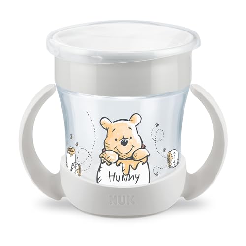 NUK Polypropylen (PP), Disney Winnie Puuh Mini Magic Cup, 160ml, einzigartiger Trinkrand, abdichtende Silikonscheibe, ab 6 Monaten, grau