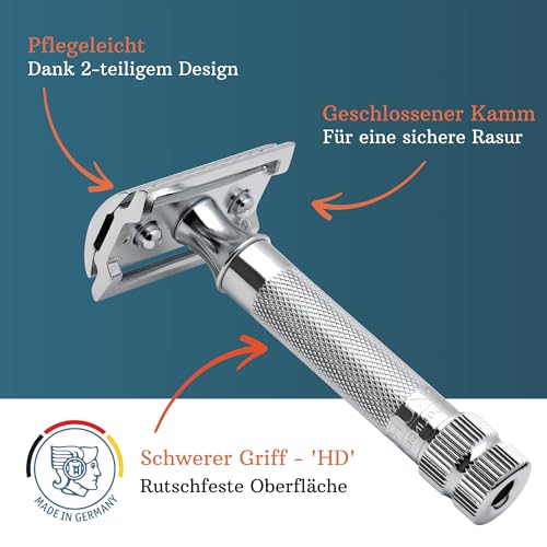 Merkur Razor, Straight Comb, krótki uchwyt, jasny chrom