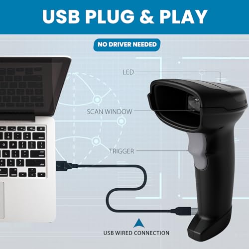 Image of Zebra DS1000 Series Barcode Scanner 1D /2D Handheld USB Corded Bar Code Reader Optical High Speed for Seller Flex Scanning POS System Supermarket (DS1001-US4-2K)