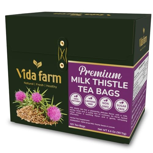 Image of VIDA FARM 125 Milk Thistle Tea Bags | 100% Natural Seeds and Leaves, Dried Herbal Tea, Sugar Free, Caffeine Free