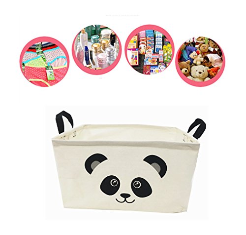 TIBAOLOVER Rectangle Storage Bin Shelves Storage Basket with Handles-for organizing Baby Toys Bins,Kids Toys,Baby Clothing,Children Books, Gift Baskets(Panda) - Thumbnail 3