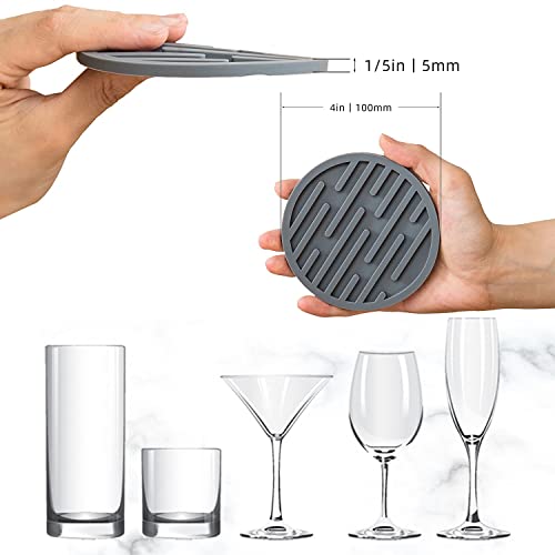 WUBAYI 6pcs Silicone Coasters, Drink Coasters with Holder, Thickened Drainable Suitable for Cold & Hot Drinks, Home, Bar - Image 2