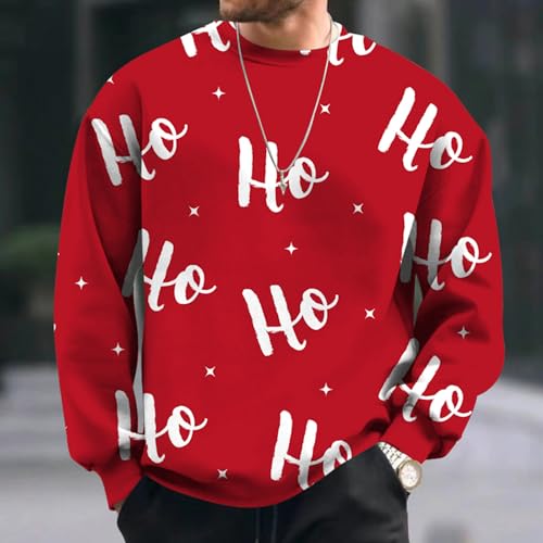 Pull de Noël pour homme avec imprimé festif et col rond ample - 2