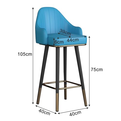 Tabourets de bar pivotants bleus assise 75cm, la solution confort pour îlot et comptoir