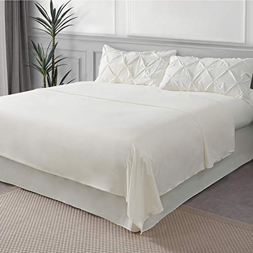 Bedsure Ivory Comforter Set Queen - Bed In A Bag Queen 7 Pieces, Pintuck Bedding Sets Ivory Bed Set With Comforter, Sheets, Pillowcases & Shams #TOP6
