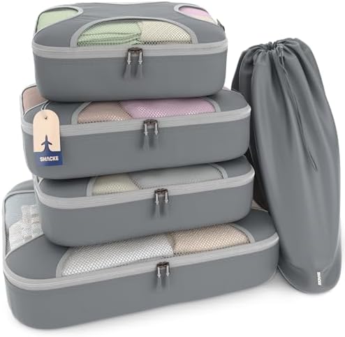 Shacke Premium 8 Packing Cubes Set - Lightweight Mesh Travel Luggage Organizers with Laundry Bag, 8-Piece Suitcase Storage System (Black) 18