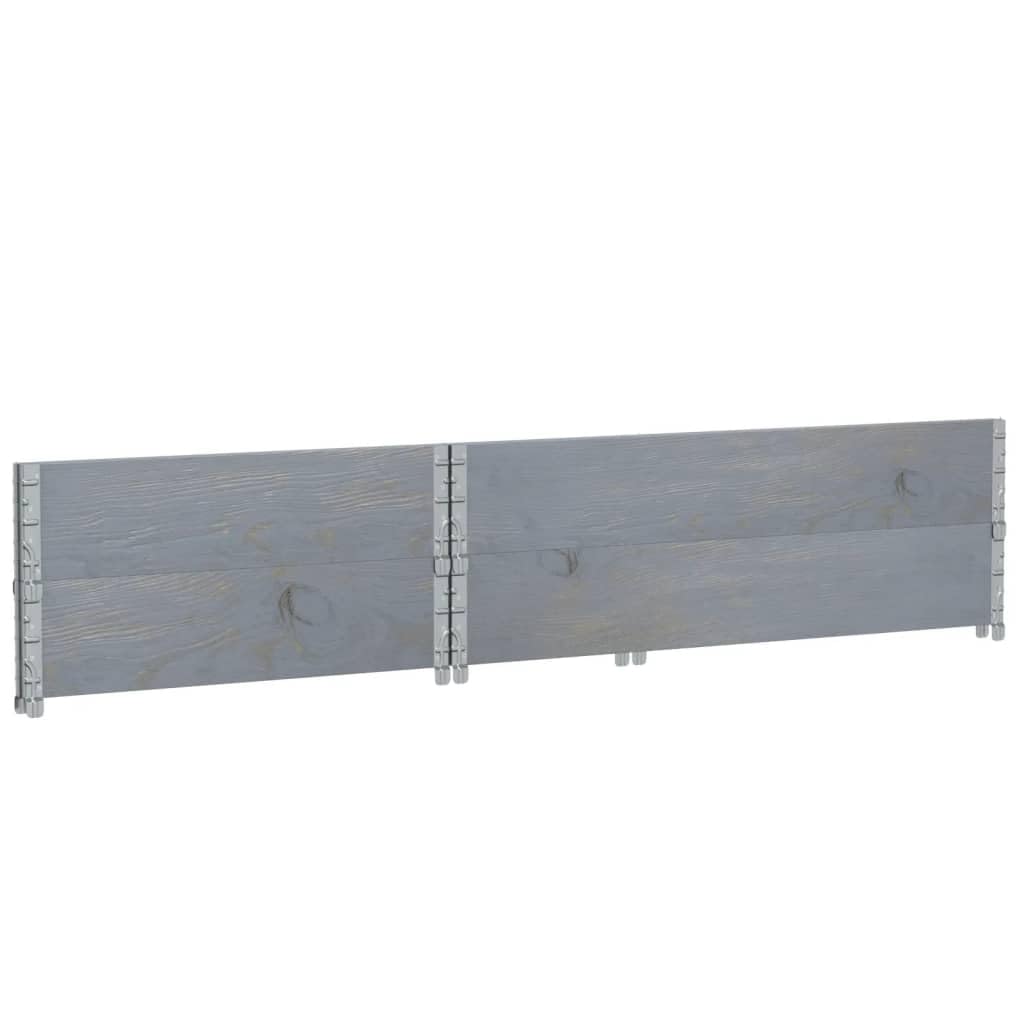 Paletten-Aufsatzrahmen 2 Stk. Grau 120 x 80 cm Massivholz Kiefer für Lager Logistik Versand, stapelbar und klappbar für Ladungssicherung, Frachtgut und Warenumschlag