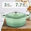 Small 3 Quart Dutch Oven, HaSteeL Round Cast Iron Cooking Pot with Lid, Nonstick Enameled Cookware for Sourdough Bread Baking Roasting Stewing Braising Frying, Heavy Duty & Oven Safe 500℉, Green #1