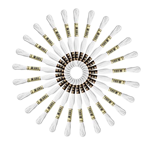 Acrice 25 Skeins White Embroidery Floss Black Embroidery Threads Cotton Cross Stitch Threads For Friendship Bracelet String And Diy Embroidery Project (25 Skeins White) #TOP21