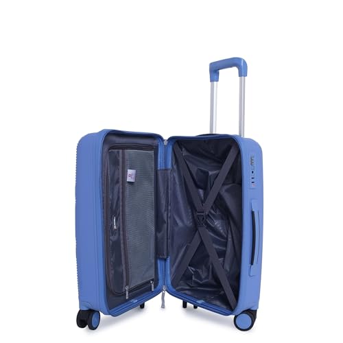 Image of SWISS MILITARY Maze Hard Top Black Polypropylene (PP) Luggage Trolley Bag with TSA-Lock & Body Coloured 360 Degree Rotatable 8-Wheels,Color -Sky Blue,20 Inch