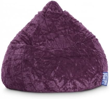 Gouchee Home Fluffy Collection Contemporary Oversized Faux Fur Upholstered Design Bean Bag Chair, Purple