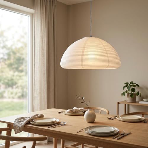 Image of Nogy Rice Paper Lantern Lamp • Paper Lantern with Light - Ambient Lighting with Rice Paper Lamp Shade, Perfect for Home Decor, Easy Installation (Hardwired)
