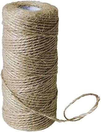 Natural Jute Twine String, 328 Feet Garden Jute String Rope Roll for DIY Arts&Crafts, Floristry, Gift Wrapping Bundling(Brown)
