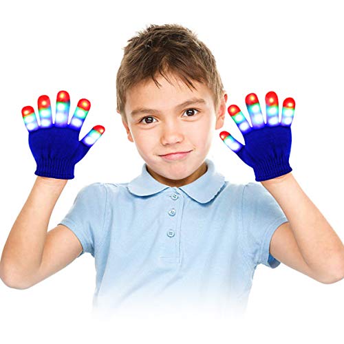 Jofan Light Up Gloves Led Gloves Rave Cool Toys Gifts For Kids Teens Boys Girls Christmas Stocking Stuffers Party Favors (Ages 10-16, Blue) #TOP3