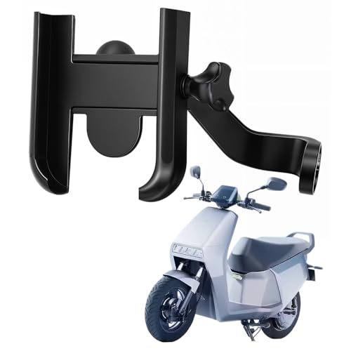 Image of Metal CNC Mobile Holder for Scooter, Scooty & Motorcycle Compatible for Ola S1 Z, Mirror Mount, 360 Rotation, Strong Anti-Slip Grip, Wide Adjustable Fit for All Smartphones (Black)
