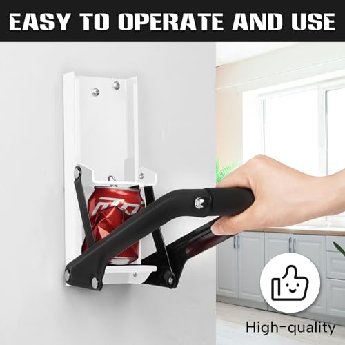 GYE 16 oz Metal Aluminum Can Crusher, Wall Mounted Heavy Duty Smasher for Aluminum Seltzer, Soda, Beer Cans And Bottles for Recycling, Gadgets for Home (White)