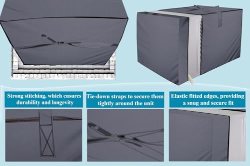 Image of The Furnishing Tree window ac cover suitable for BlueStar 1.5 Ton WFA318LN, Grey Color Elastic fit Cover for front and rear Of Window Ac